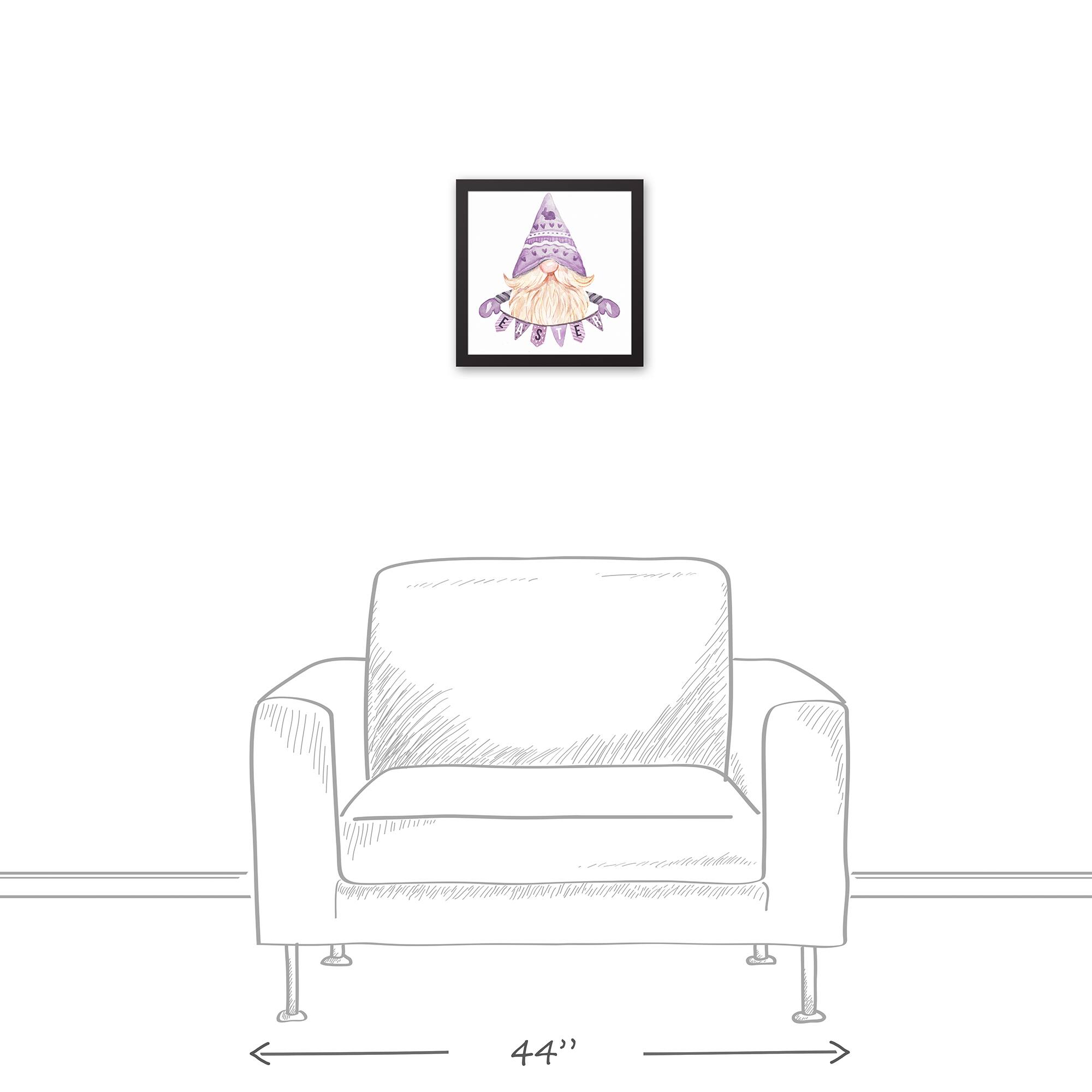 Easter Gnome Banner 12" x 12" Black Floating Framed Canvas